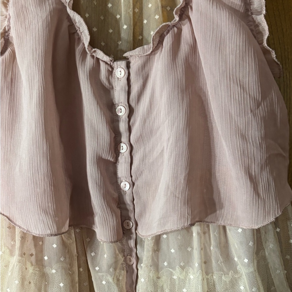 Marineblu Mauve and Beige Layered Sleeveless Blouse - Picture 3 of 6